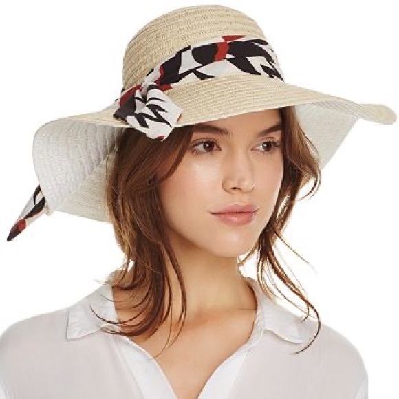 Eugenia Kim Two-Tone “Cecily” Sunhat w/ Scarf Accent, Natural Tan & White, NWT! - Picture 1 of 8